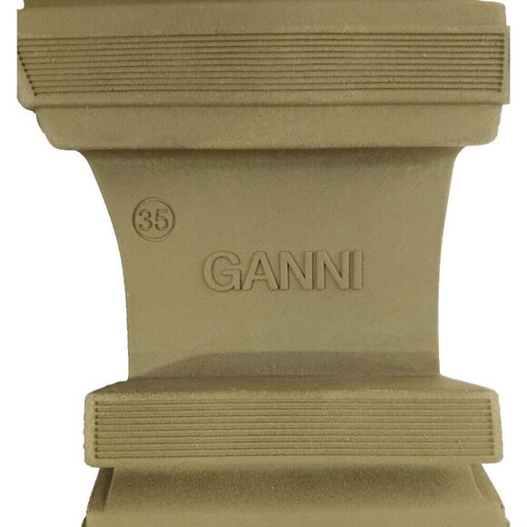 Ganni Quilted Nylon & Leather Combat Boot Size 35 US 5 Black Green $475 - Picture 9 of 12